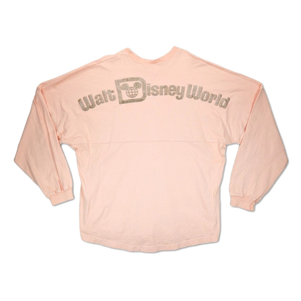 Disney Parks Spirit Jersey Peach Pink Gold Glitter Long Sleeve Shirt‎ Adult 2XL